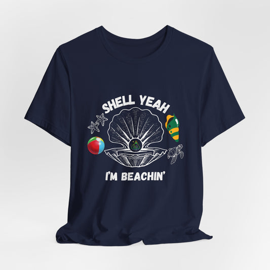 Shell Yeah I'm Beachin' | White Text | Navy