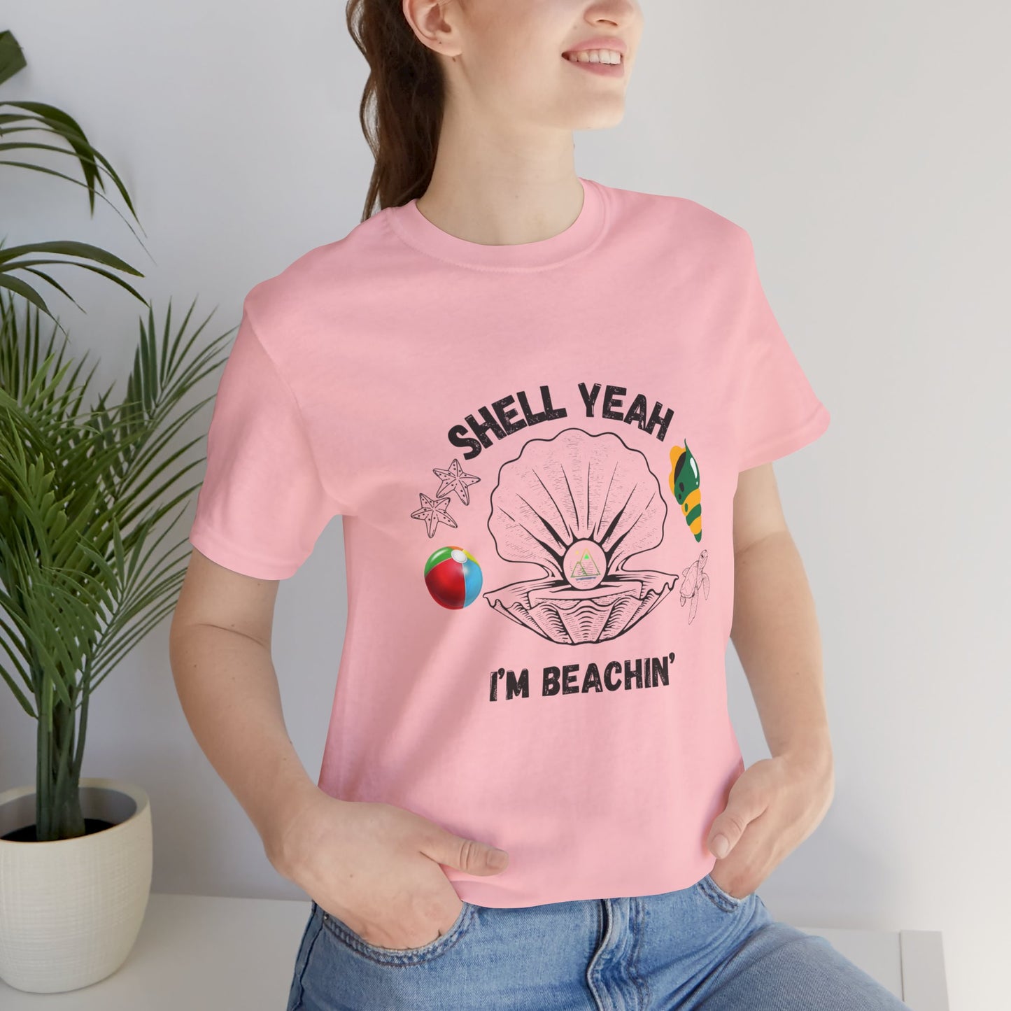 Shell Yeah I'm Beachin' | Black Text | Pink