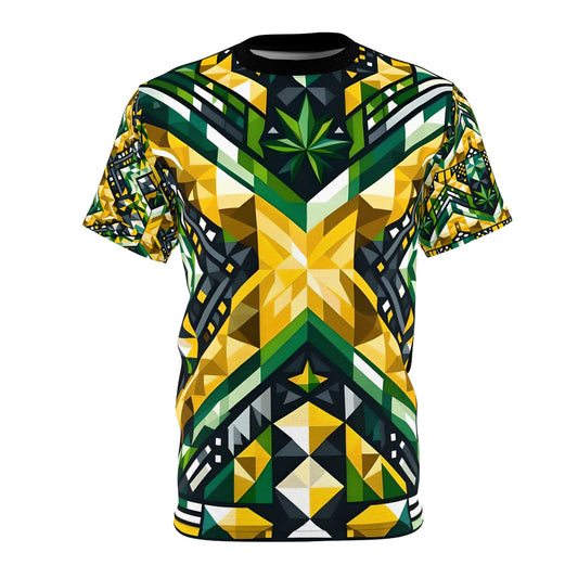 Glass Mosaic Jamaican Flag Tee - Unique Jamaican Themed Shirt