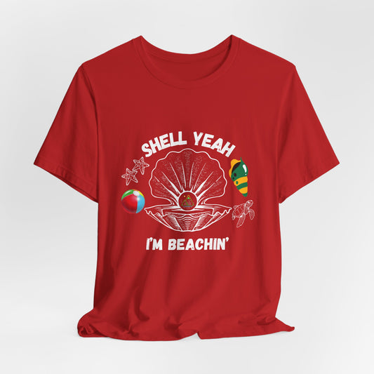Shell Yeah I'm Beachin' | White Text | Red