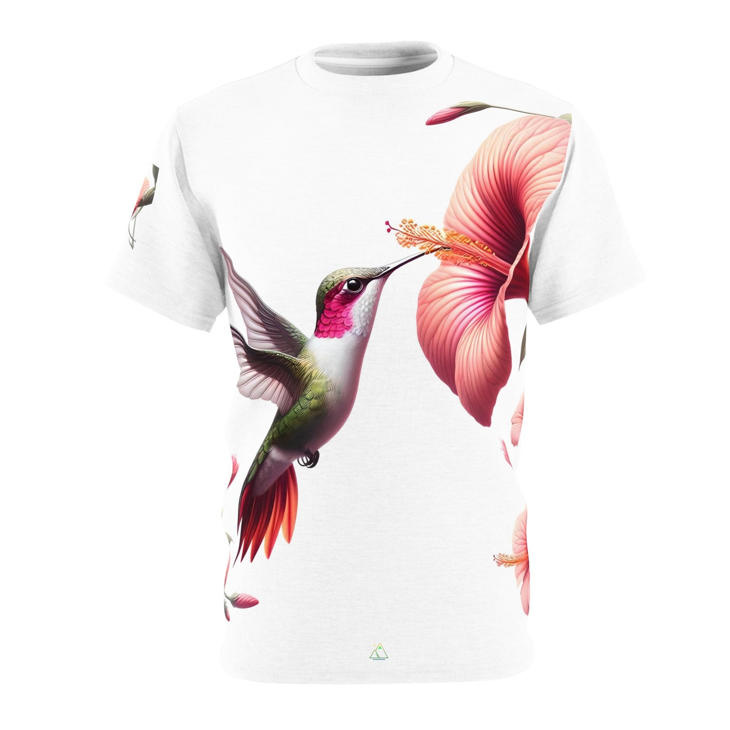 Hummingbird and Flower All-Over Print Shirt | Elegant Nature-Inspired Design